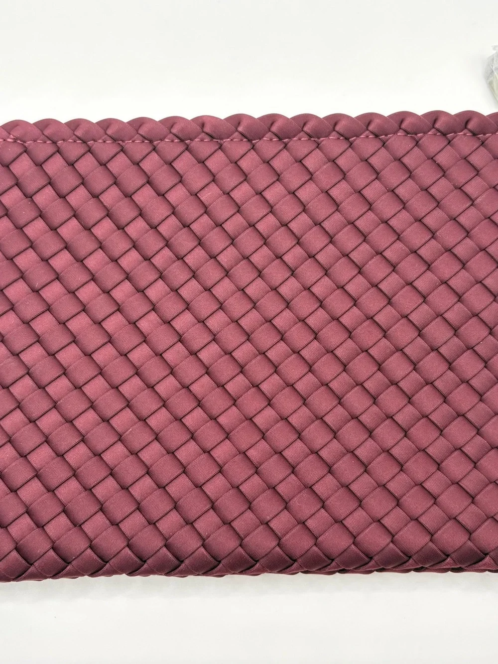 St. Barths Medium Woven Neoprene Tote + Pouch, Wine, NWT + Dust Bag